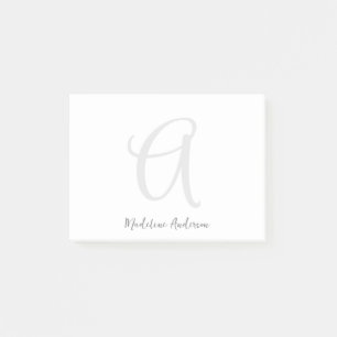 Monogram vit modern, minimal Elegant Post-it Block
