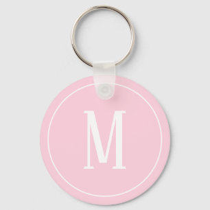 Monogram vit på den Ljusa rosa nyckelkedjan Nyckelring