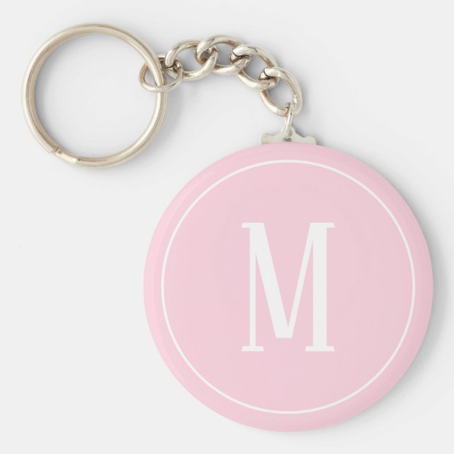 Monogram vit på den Ljusa rosa nyckelkedjan Nyckelring (Framsidan)