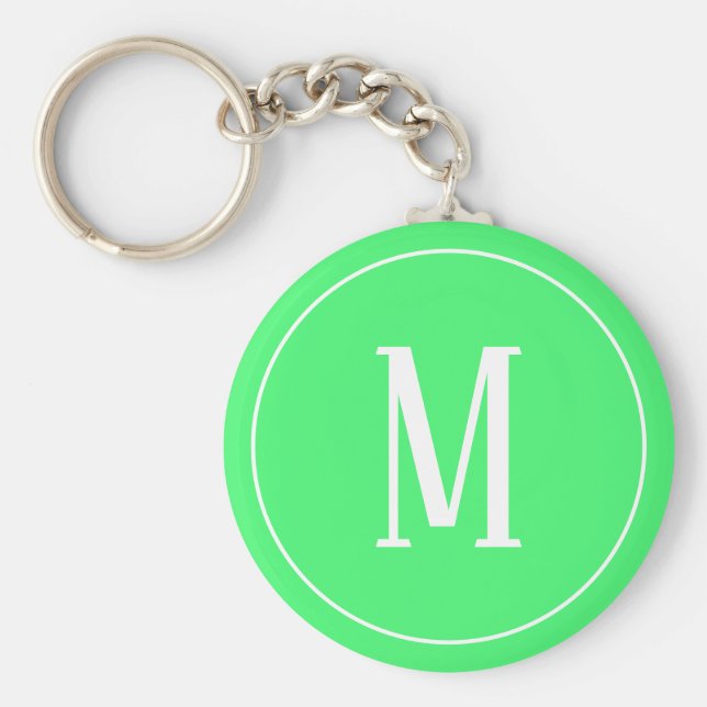 Monogram vit på den Ljust grönt nyckelkedjan Nyckelring (Framsidan)