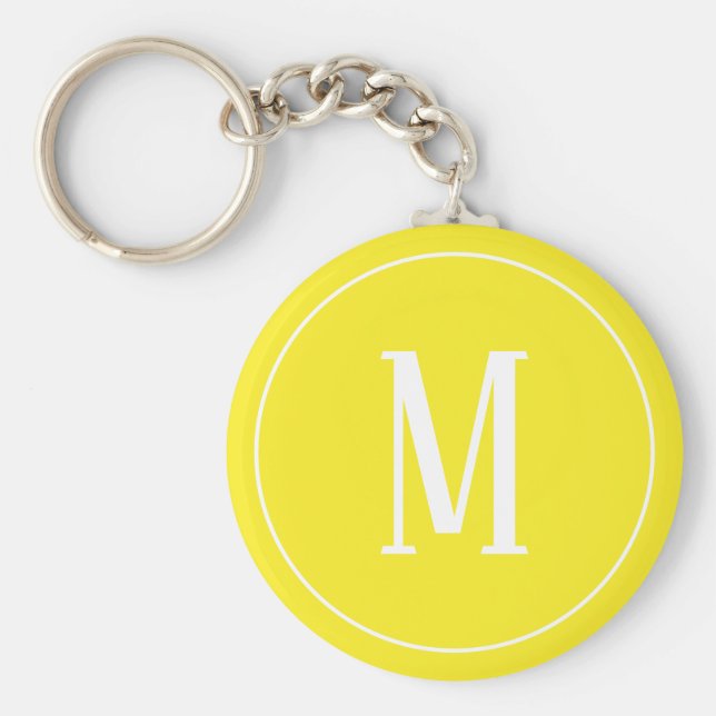 Monogram vit på Gultens nyckelkedja Nyckelring (Framsidan)