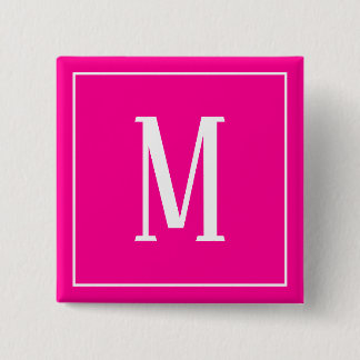 Monogram vit på het rosa fyrkantig knapp
