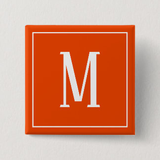 Monogram vit på klar orange fyrkantig knapp
