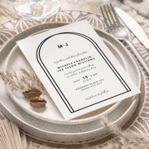 Monogram vit svart, minimalistisk Arch Bröllop