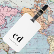 Monogram vit svart namn initialer elegant