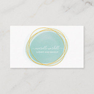 Monogram vit text om guld vattenfärgscirkel visitkort