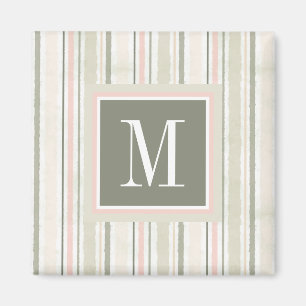 Monogram Vit Vattenfärg, Rand Magnet