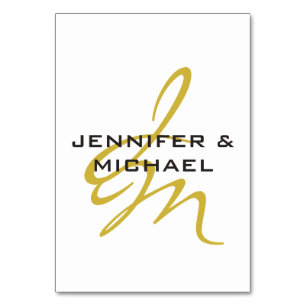 Monogram Vitt Guld Färg Enkel Modern Minimalistisk Bordsnummer