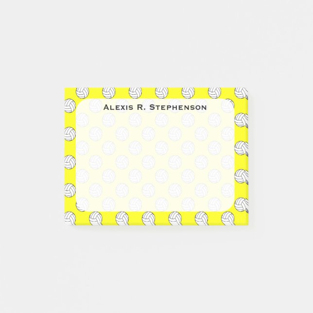 Monogram Volleyball Bollar Gult Post-it Block (Framsida)