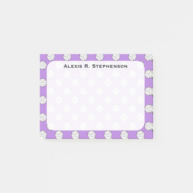 Monogram Volleyball Bollar Lavender Lila Post-it Block (Framsida)