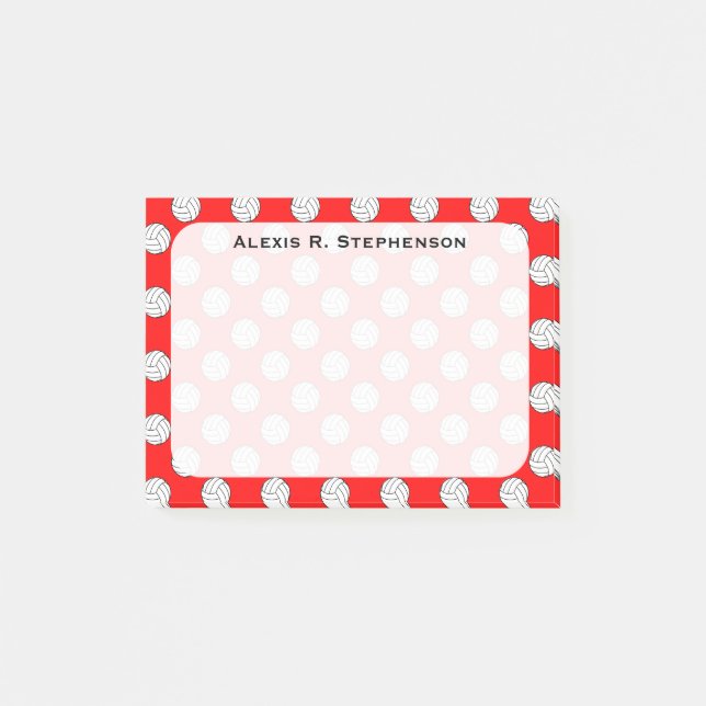 Monogram Volleyball Bollar Red Post-it Block (Framsida)