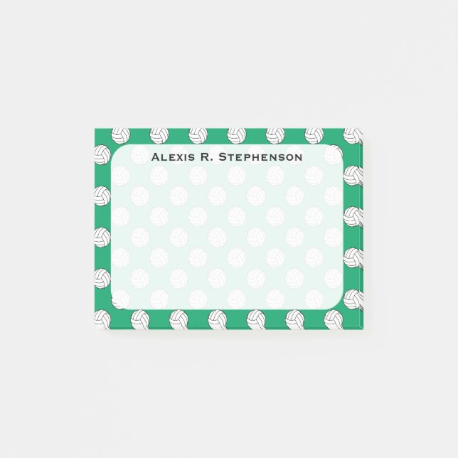 Monogram Volleyboll Shamrock Grön Post-it Block (Framsida)