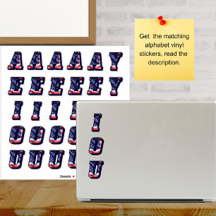Monogram Vowels American Flagga USA Brev Initialer Klistermärken