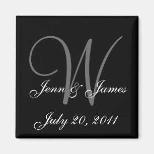 Monogram W Bröllop Bride Groom Date Magnet