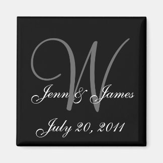 Monogram W Bröllop Bride Groom Date Magnet