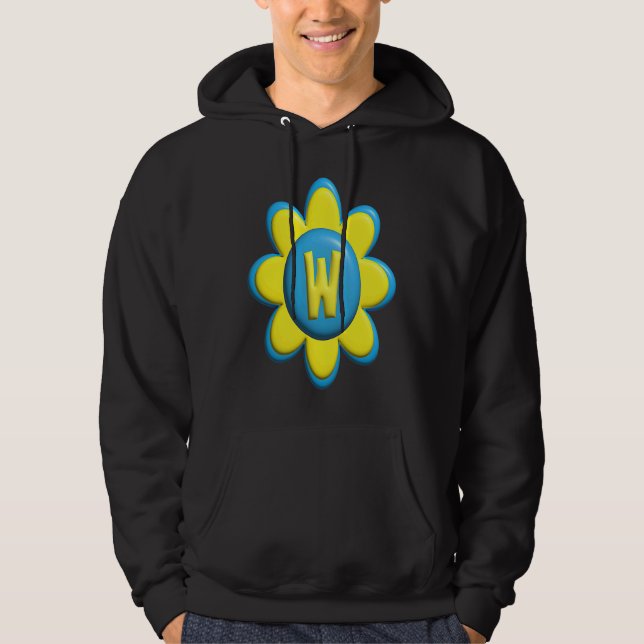 Monogram W  Colorful Flower Hoodie (Framsida)