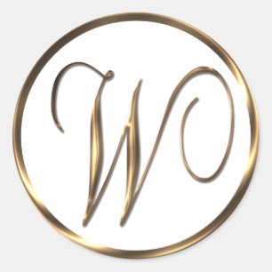 Monogram W Faux Bronze Runt Klistermärke
