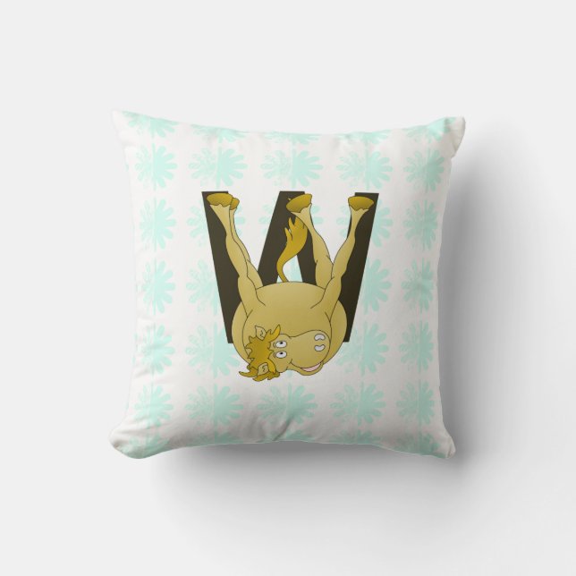 Monogram W Funny Pony Personlig Kudde (Framsida)