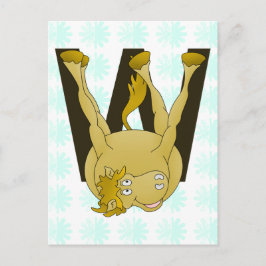 Monogram W Funny Pony Personlig Vykort