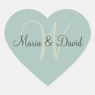 Monogram W Heart Stickers Kuvertförseglingar Hjärtformat Klistermärke