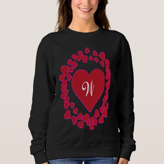 Monogram W  Heart Wreath Shape T Shirt (Framsida)