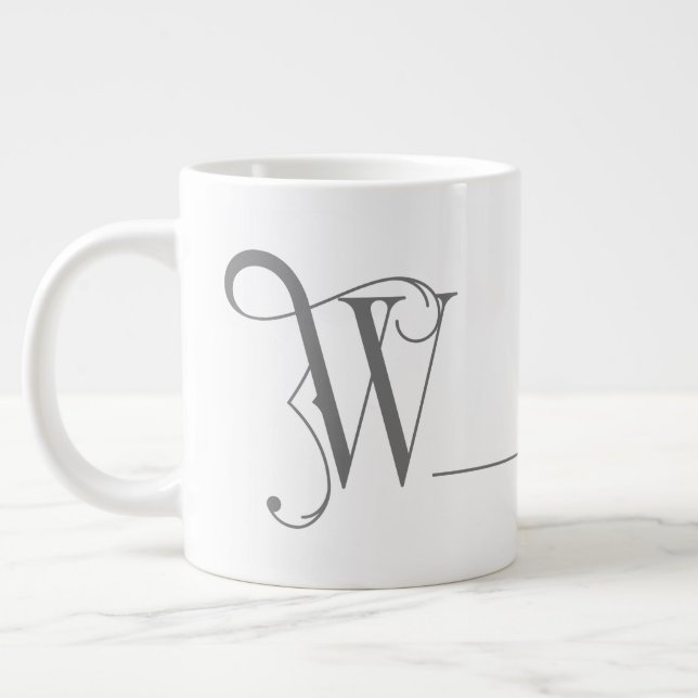 Monogram W i vacker Rulla Typografi Jumbo Mugg (Vänster)