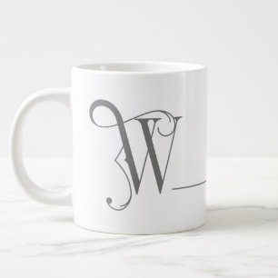 Monogram W i vackert Rulla Typografi Jumbo Mugg