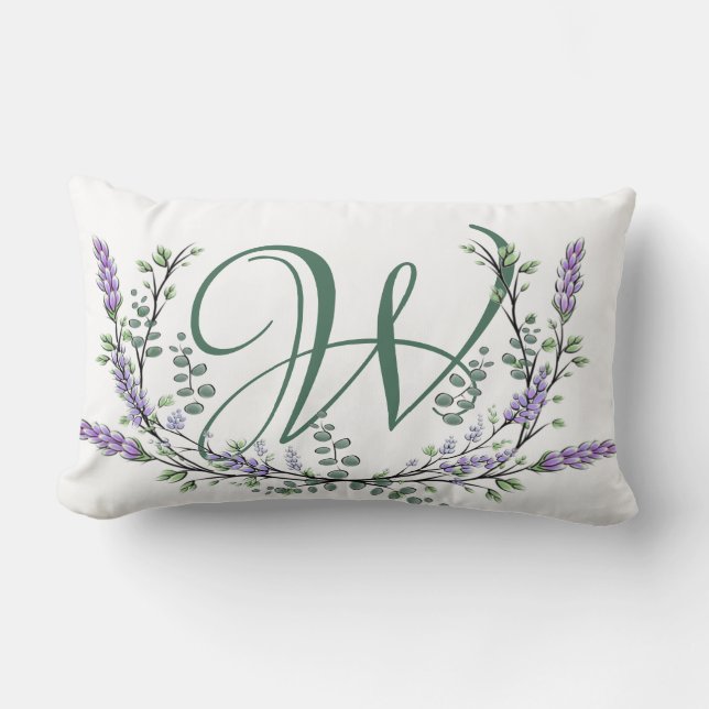 Monogram W Lavender Eucalyptus Lumbarkudde (Framsida)