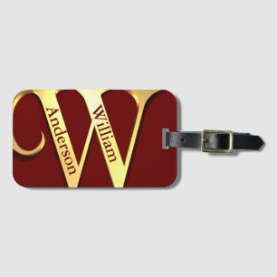 Monogram W Namn Personlig Bagagebricka