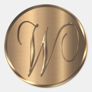 Monogram W NONMETALLIC Bronze Kuvert Seal Runt Klistermärke