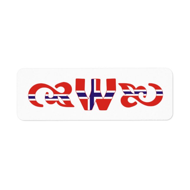 Monogram W norskt märke Returadress Etikett (Framsidan)
