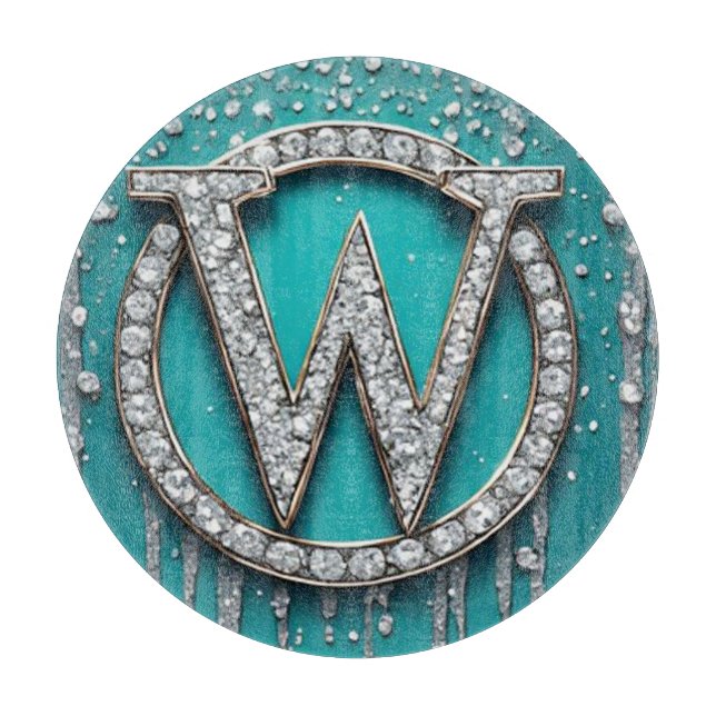 Monogram W på teal glittrig bakgrund (Framsidan)