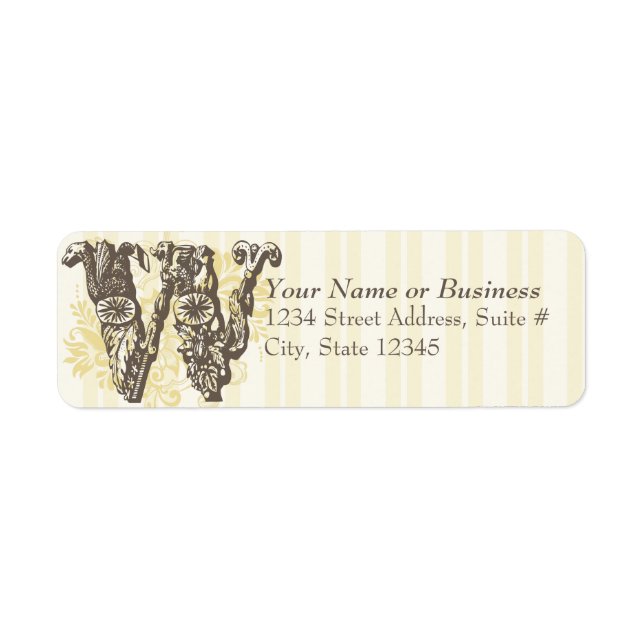 Monogram W Returadress Etikett (Framsidan)