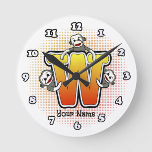 Monogram W Sock monkey klocka