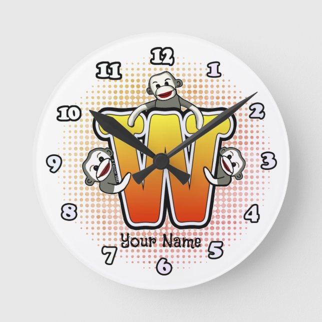 Monogram W Sock monkey klocka (Framsida)
