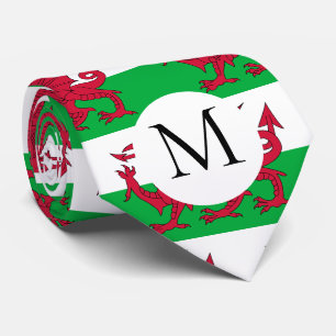 Monogram Wales flagga Wales röda drakhalsduk Slips