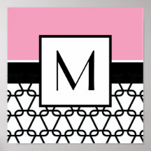 Monogram Wall Art, Rosa och svart