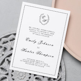 Monogram Wandan Elegant bröllop Inbjudningar
