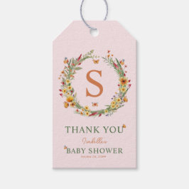 Monogram Wandeans Wildblomma Baby Shower Tack Presentetikett