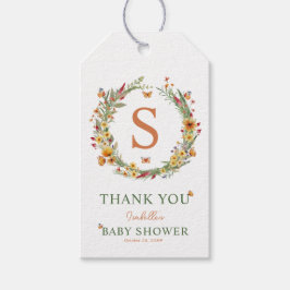 Monogram Wandeans Wildblomma Baby Shower Tack Presentetikett