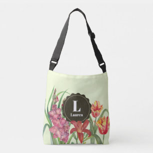Monogram Warm Färg Blommigt Vår Blooms Axelväska