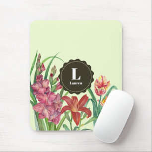 Monogram Warm Färg Blommigt Vår Blooms Musmatta