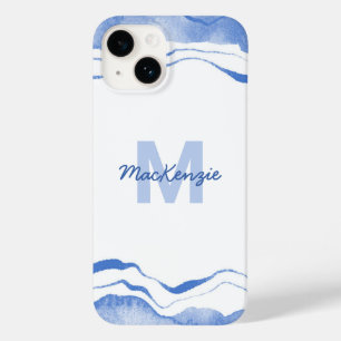 Monogram Watercolor Agare Abstrakt Blue