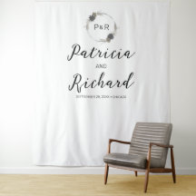 Monogram Watercolor Blommigt Bröllop Bakgrund