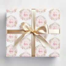Monogram Watercolor Blush Pink Rose Flowers Floral