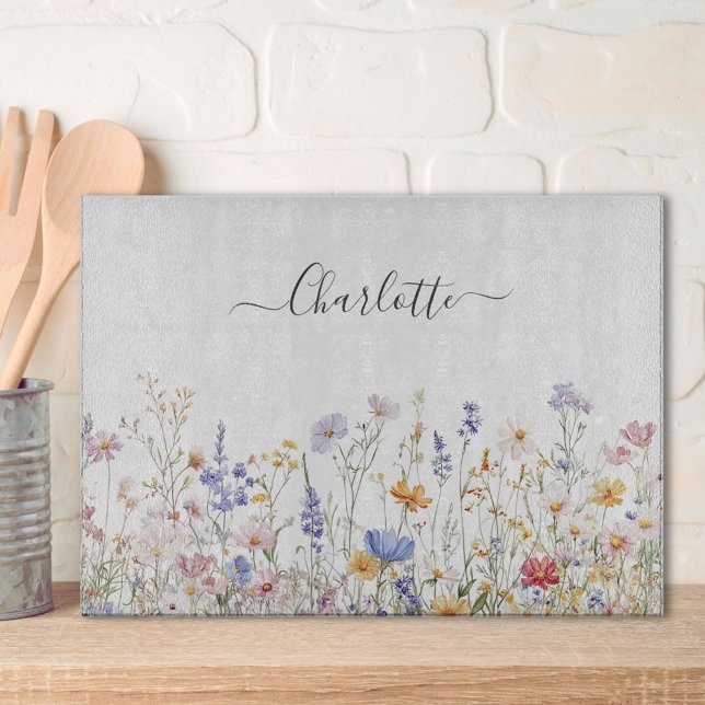 Monogram Watercolor Colorful Pretty Wildflower (In situ)