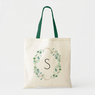 Monogram Watercolor Eucalyptus Greenery Tygkasse