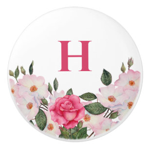 Monogram Watercolor Gentle Rosa Vit ros Knopp