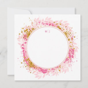 Monogram Watercolor Glitter Bröllop Tack Kort