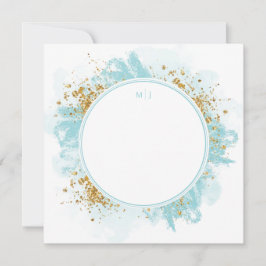Monogram Watercolor Glitter Bröllop Tack Kort
